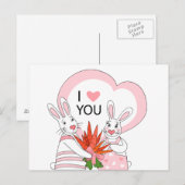 Briefkaart ontwerp met grappig konijnenstel (Voorkant / Achterkant)