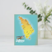 Briefkaart op de kaart van het Griekse eiland Samo (Staand voorkant)