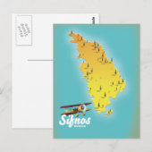 Briefkaart op de kaart van het Griekse eiland Samo (Voorkant / Achterkant)