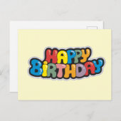 Briefkaart op de verjaardag met gekleurde tekst (Voorkant / Achterkant)