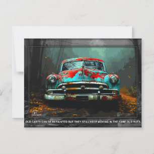 Briefkaart oude auto