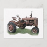 Briefkaart oude Boerderijen tractor