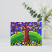 Briefkaart Owl Tree Fun Folk (Staand voorkant)