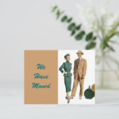 Briefkaart  paar verplaatst nieuw adres-pc (Staand voorkant)