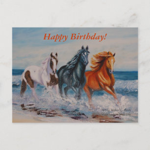 Briefkaart, paarden in het Surf Briefkaart