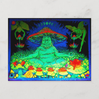 Briefkaart paddenstoel thee