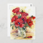 Briefkaart - papavers in een pot (Voorkant / Achterkant)