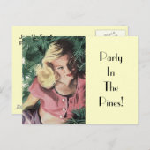 Briefkaart Partij in de Pijnse Retro vrouw (Voorkant / Achterkant)
