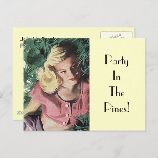 Briefkaart Partij in de Pijnse Retro vrouw (Voorkant / Achterkant)