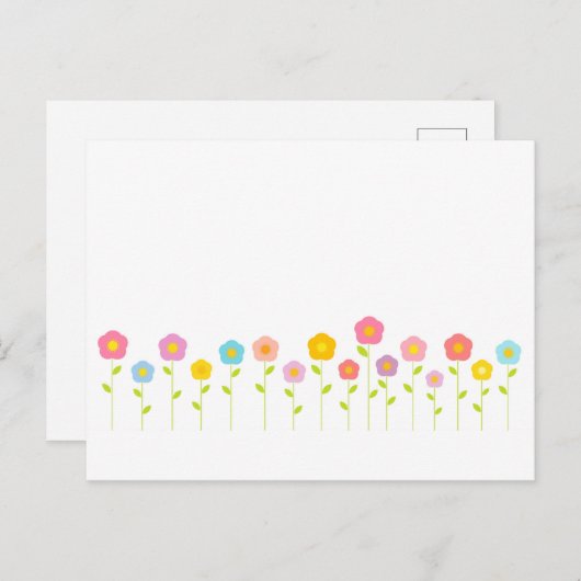 Briefkaart pasteelbloemen (Voorkant / Achterkant)