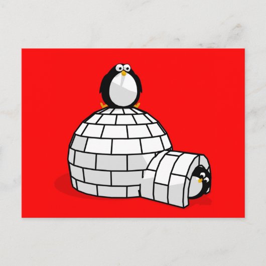 Briefkaart Penguin en Igloo (Voorkant)
