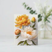 Briefkaart Peony Flowers (Staand voorkant)