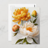 Briefkaart Peony Flowers (Voorkant / Achterkant)