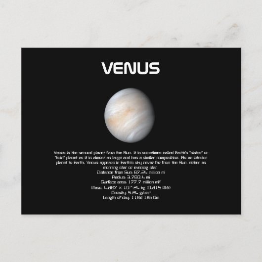 Briefkaart Planet Venus (Voorkant)