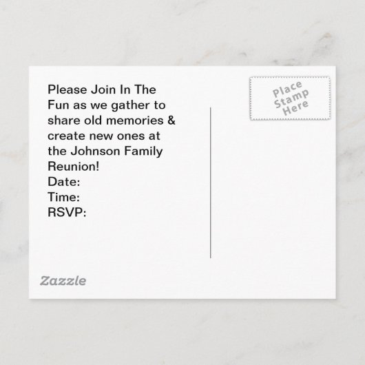 Briefkaart plattelandstuinfamilie, renusie-pc (Achterkant)