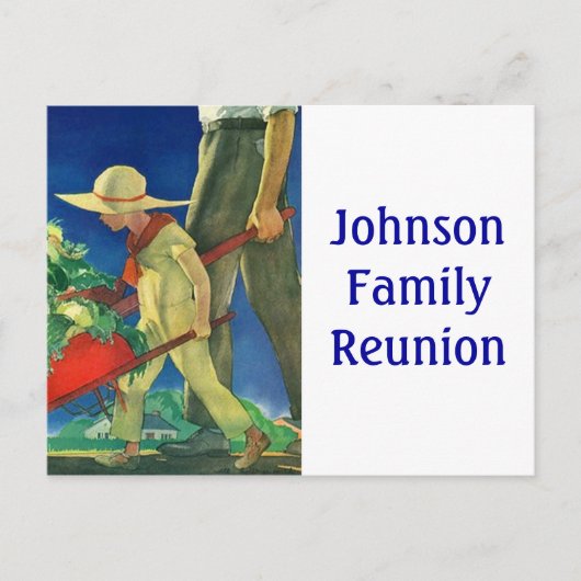 Briefkaart plattelandstuinfamilie, renusie-pc (Voorkant)