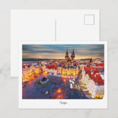 Briefkaart Prague-nacht in Tsjechië (Voorkant / Achterkant)