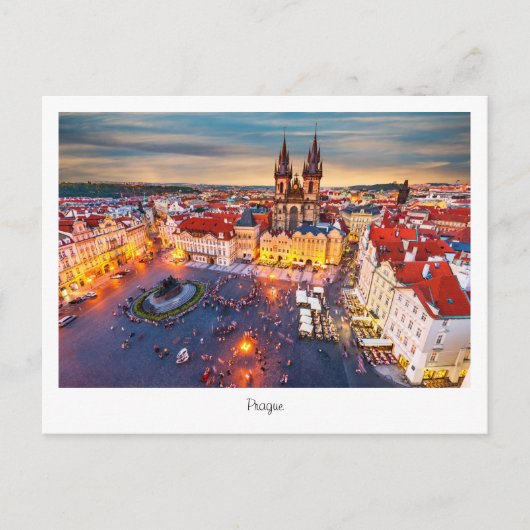 Briefkaart Prague-nacht in Tsjechië (Voorkant)