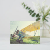 briefkaart "Preflight" -Biplane-vliegtuigen (Staand voorkant)
