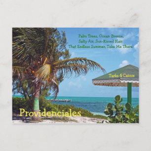briefkaart, PROVIDENCIALES/PALM TREE & UMBRELLA/TU Briefkaart