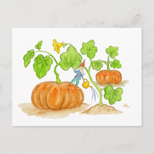 Briefkaart Pumpkin Patch Gnome (Voorkant)