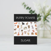 briefkaart "PUPPY POWER" met aangepaste naam puppy (Staand voorkant)