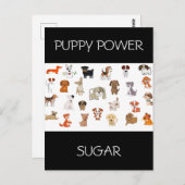 briefkaart "PUPPY POWER" met aangepaste naam puppy (Voorkant / Achterkant)
