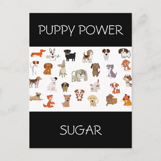 briefkaart "PUPPY POWER" met aangepaste naam puppy (Voorkant)