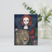 briefkaart "Queen Elizabeth en a Lion" (Staand voorkant)