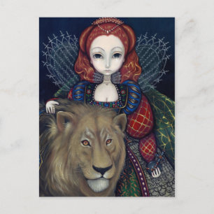 briefkaart "Queen Elizabeth en a Lion"