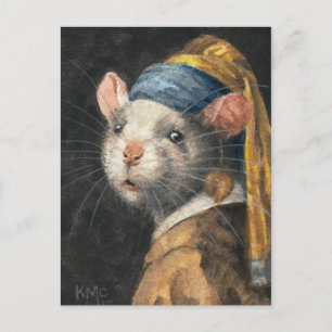 Briefkaart "Rat met Yogie Earring" schilderij