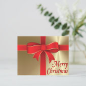 Briefkaart - Red Bow & Ribbon on Gold (Staand voorkant)