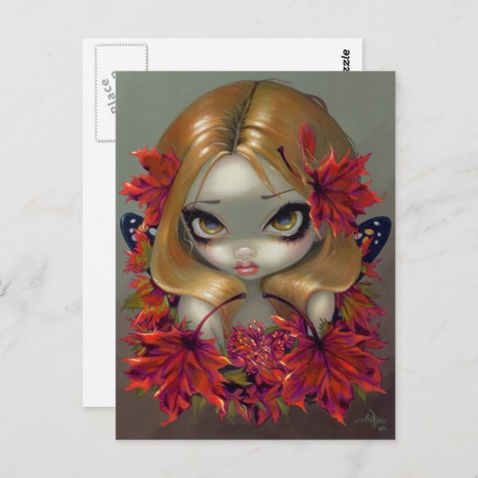 briefkaart "Red Maple Fairy" (Voorkant / Achterkant)