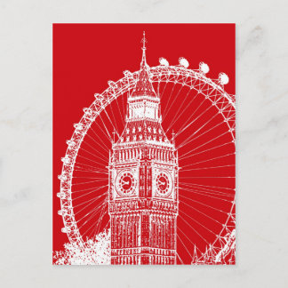 Briefkaart Red & White London