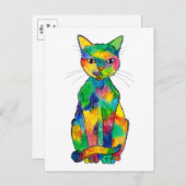 Briefkaart regenboogkat (Voorkant / Achterkant)