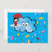 Briefkaart regenwolken paraplu's (Voorkant / Achterkant)