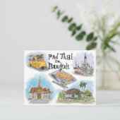 Briefkaart reisketting: Pad Thai in Bangkok (Staand voorkant)
