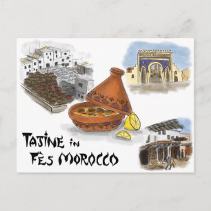 Briefkaart reisketting: Tadzjine in Fes, Marokko