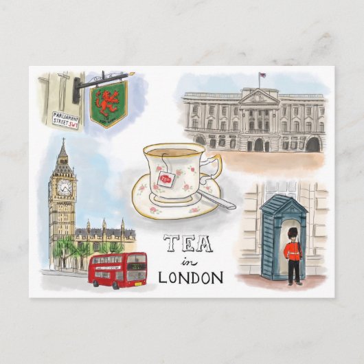 Briefkaart reisketting: Tea in Londen Engeland (Voorkant)