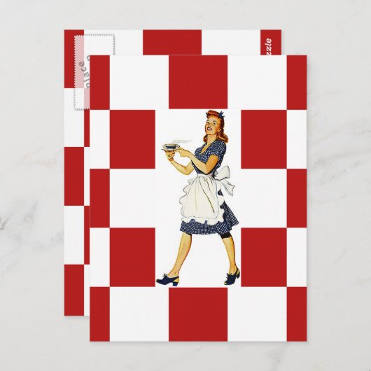 Briefkaart Retro-checkers Vierkantjes Diner Tile-l (Voorkant / Achterkant)