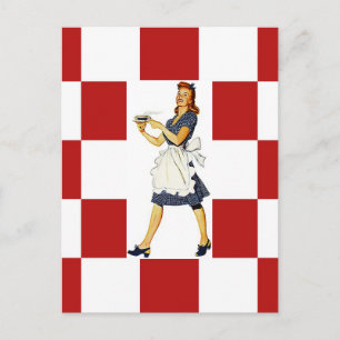 Briefkaart Retro-checkers Vierkantjes Diner Tile-l