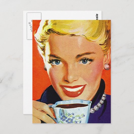 Briefkaart  Retro Coffee Klatch Klatsch PC (Voorkant / Achterkant)