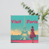 Briefkaart Retro Eiffeltoren reisillustratie (Staand voorkant)