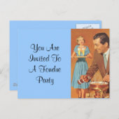 Briefkaart Retro Fun Fondue Party Uitnodiging (Voorkant / Achterkant)