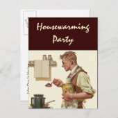 Briefkaart Retro-Man maakt koffiehuisopwarming (Voorkant / Achterkant)