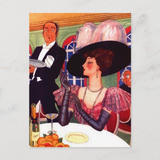 Briefkaart Retro Modes Vintage Edwardian Style (Voorkant)