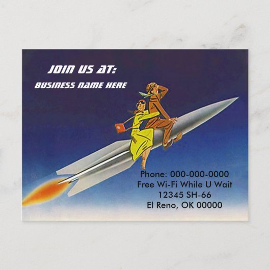 Briefkaart Retro Rocket Riders Sky Riding PC (Voorkant)