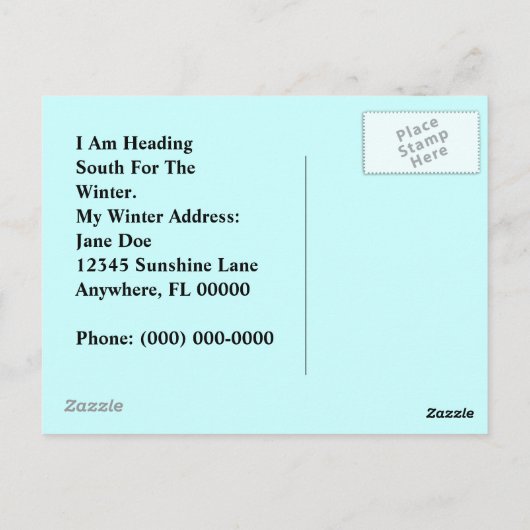 Briefkaart Retro Vacation Contact of Winter Addres (Achterkant)