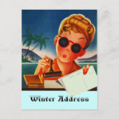 Briefkaart Retro Vacation Contact of Winter Addres (Voorkant)