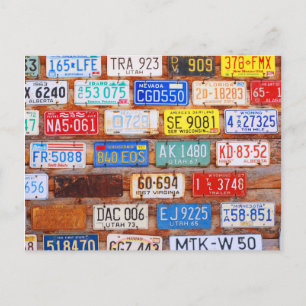 Briefkaart Roadtrip License Bord